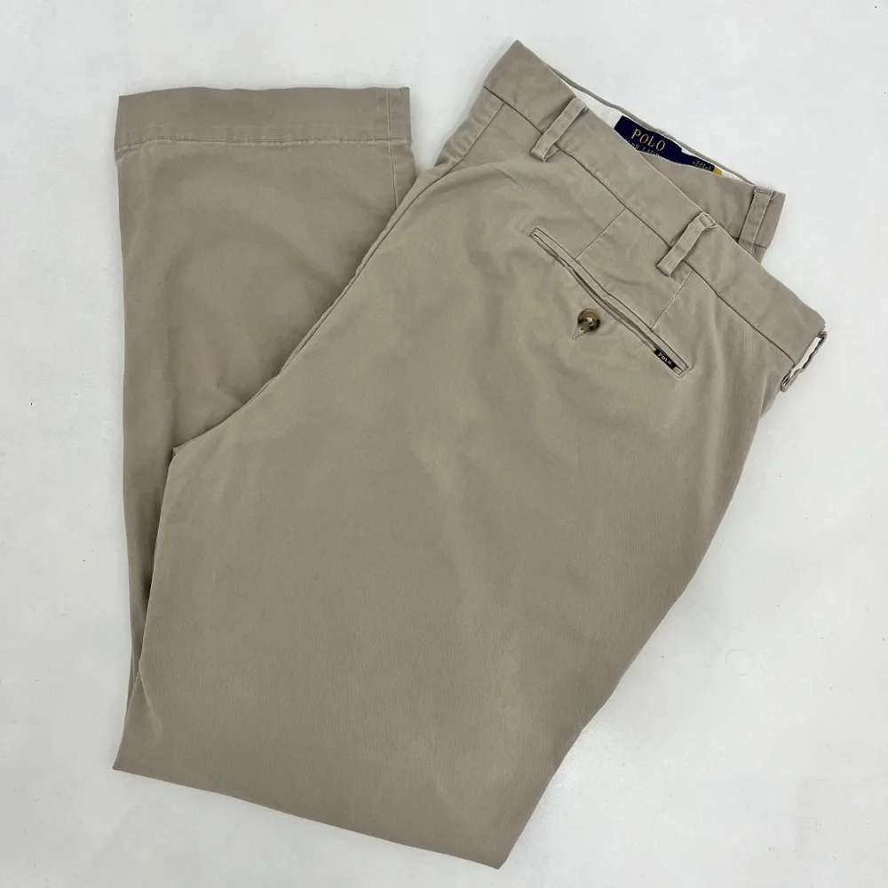 Polo‎ Ralph Lauren Mens Size 40X30 Stretch Straight Fit Chino Pants Tan Pockets